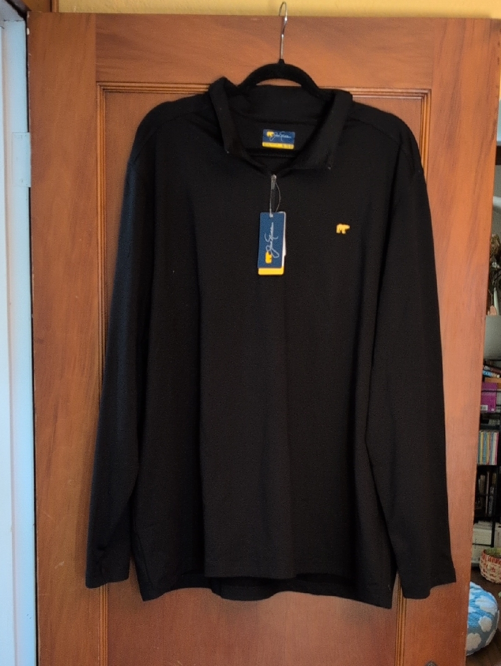 Jean Stitcher Black Top with Yellow Bear Logo Tag